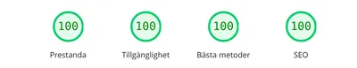 Google PageSpeed Insights: 100 poäng i Prestanda, Tillgänglighet, Bästa metoder och SEO för pudas.se